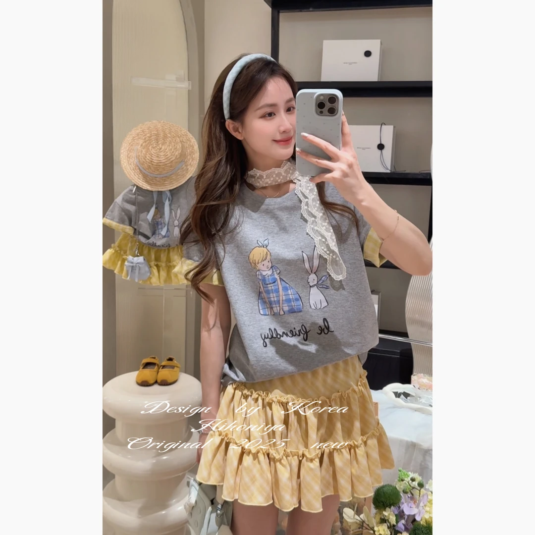 【草莓蛋糕】二Hihoniya~2025春季欧若风亲子卡通动漫甜美韩版短袖