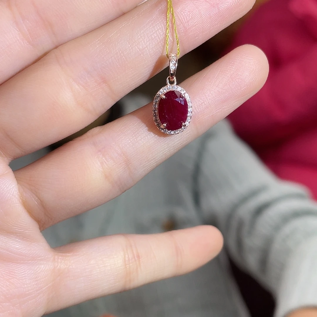 颈饰银S925镶嵌红宝石