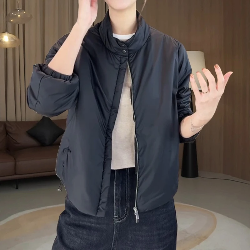 韩系简约减龄立领棉服外套女新款时尚慵懒超轻云感柔软显瘦棉衣