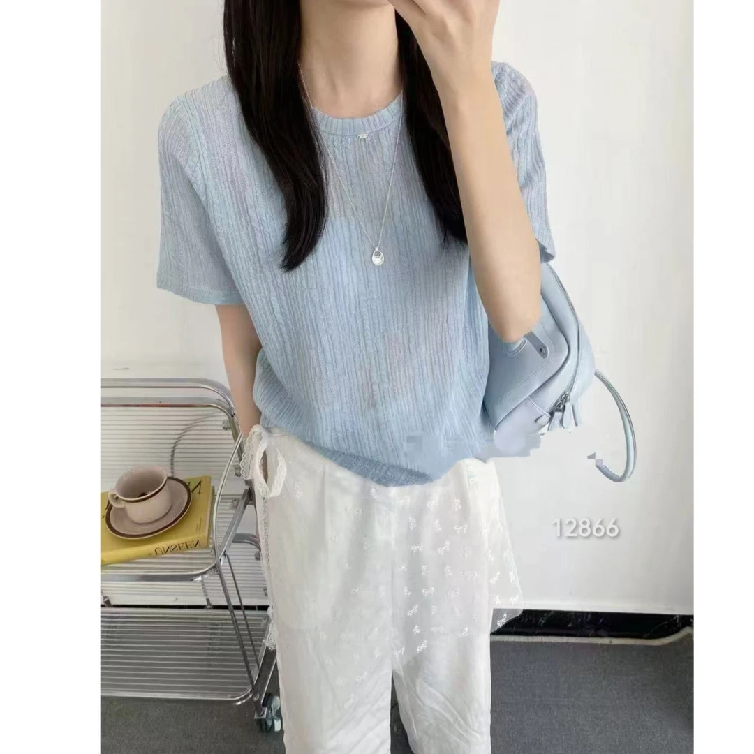 12866（部分无水洗唛，介意慎拍）WANGDAN新款肌理感净版短袖