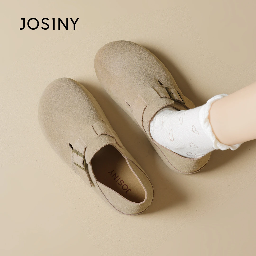 卓诗尼勃肯鞋女2025新款夏季软底全包平底女鞋懒人一脚蹬孕妇单鞋