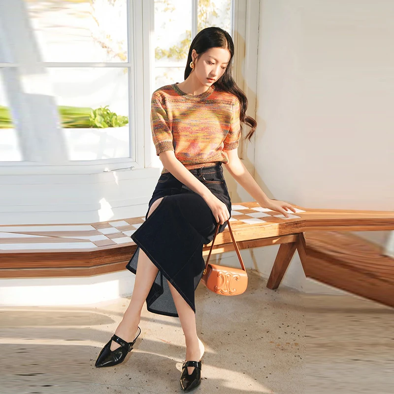 【良月】OL通勤风气质时尚牛仔半身裙2025春季七号铺专柜品牌女装