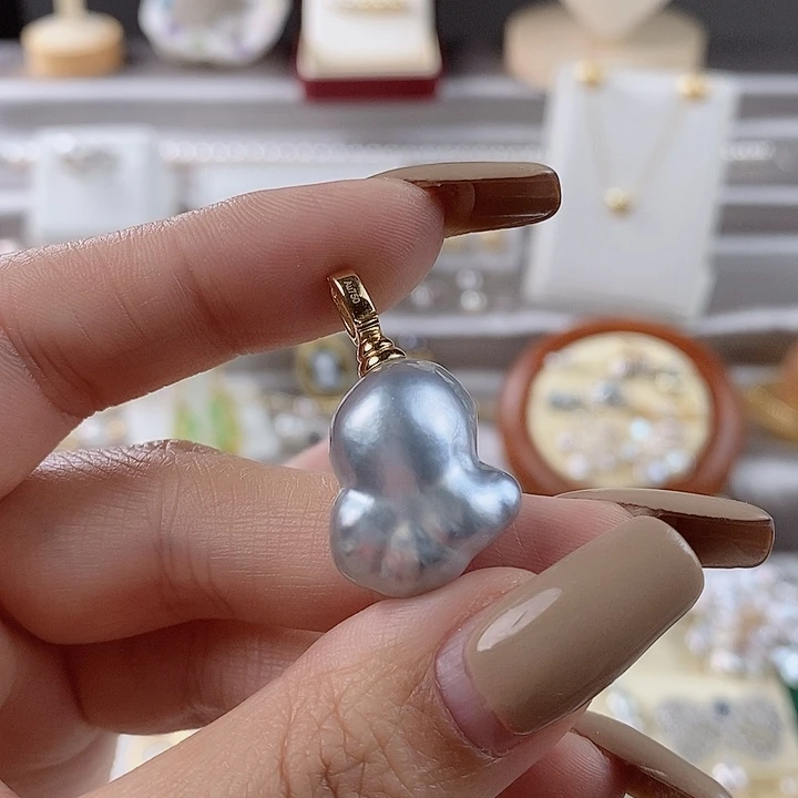 海水珍珠吊坠(不含链)18K金镶嵌