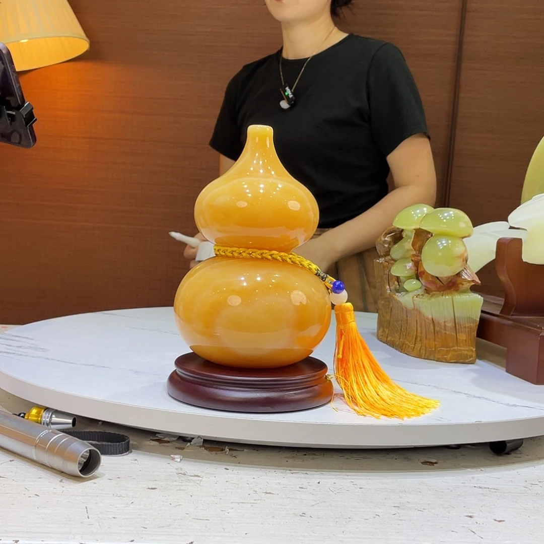 砖雕筠*精品天然玉石葫芦摆件