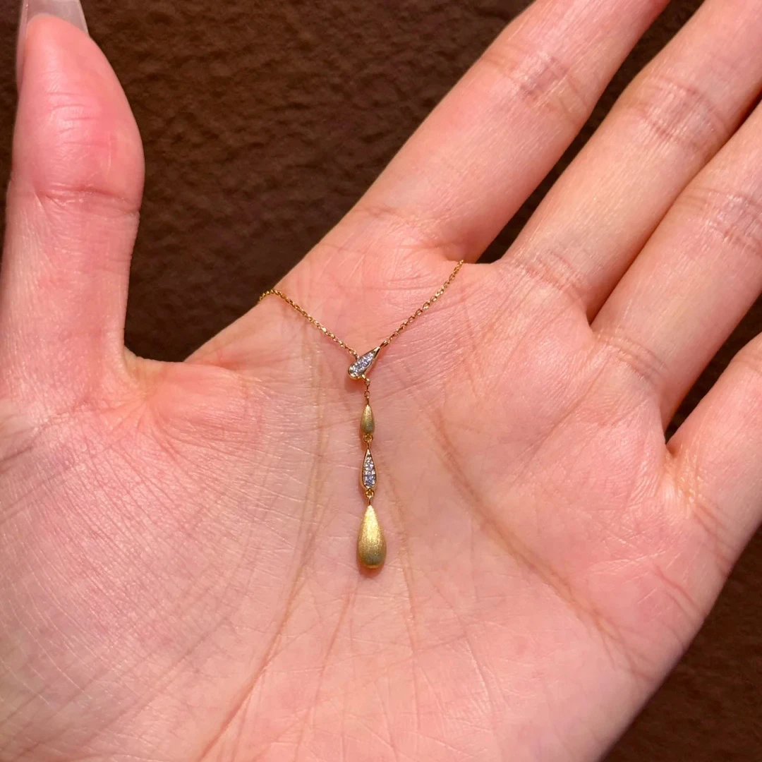 柯柒 钛钢项链 拉丝水滴流苏项链女轻奢小众气质设计感高级锁骨链