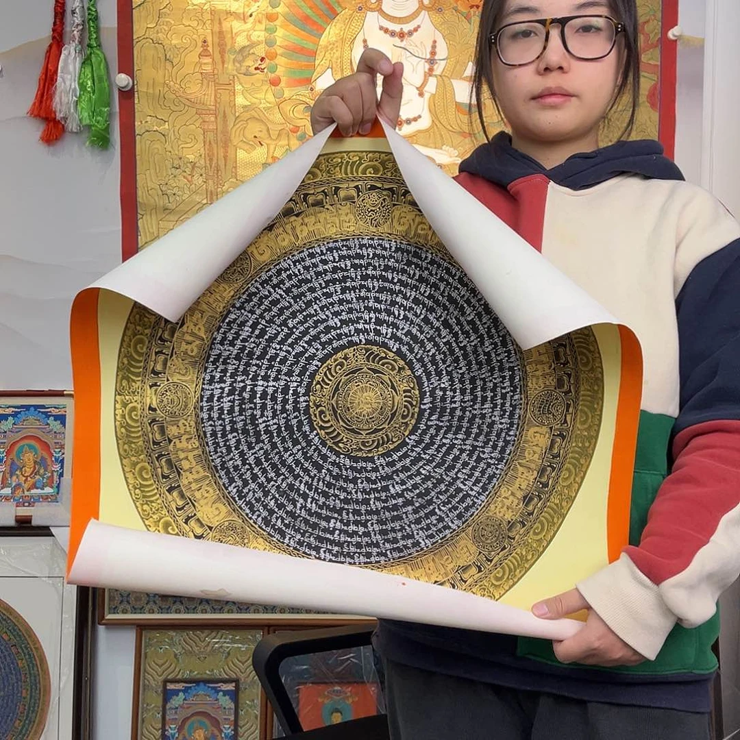 吊坠纯手绘唐卡50厘米左右六字真言