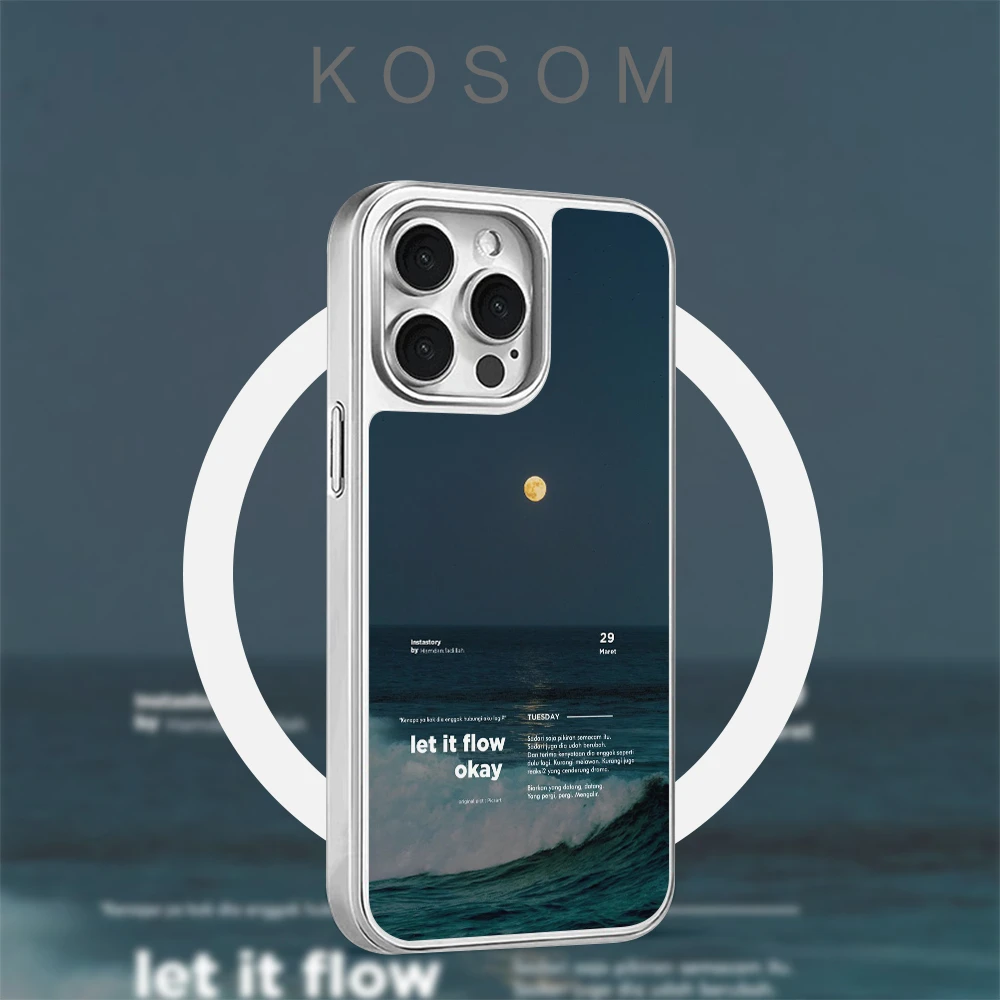 夜晚海上流动磨砂磁吸电镀壳苹果16promax/15小众高级防摔17pro