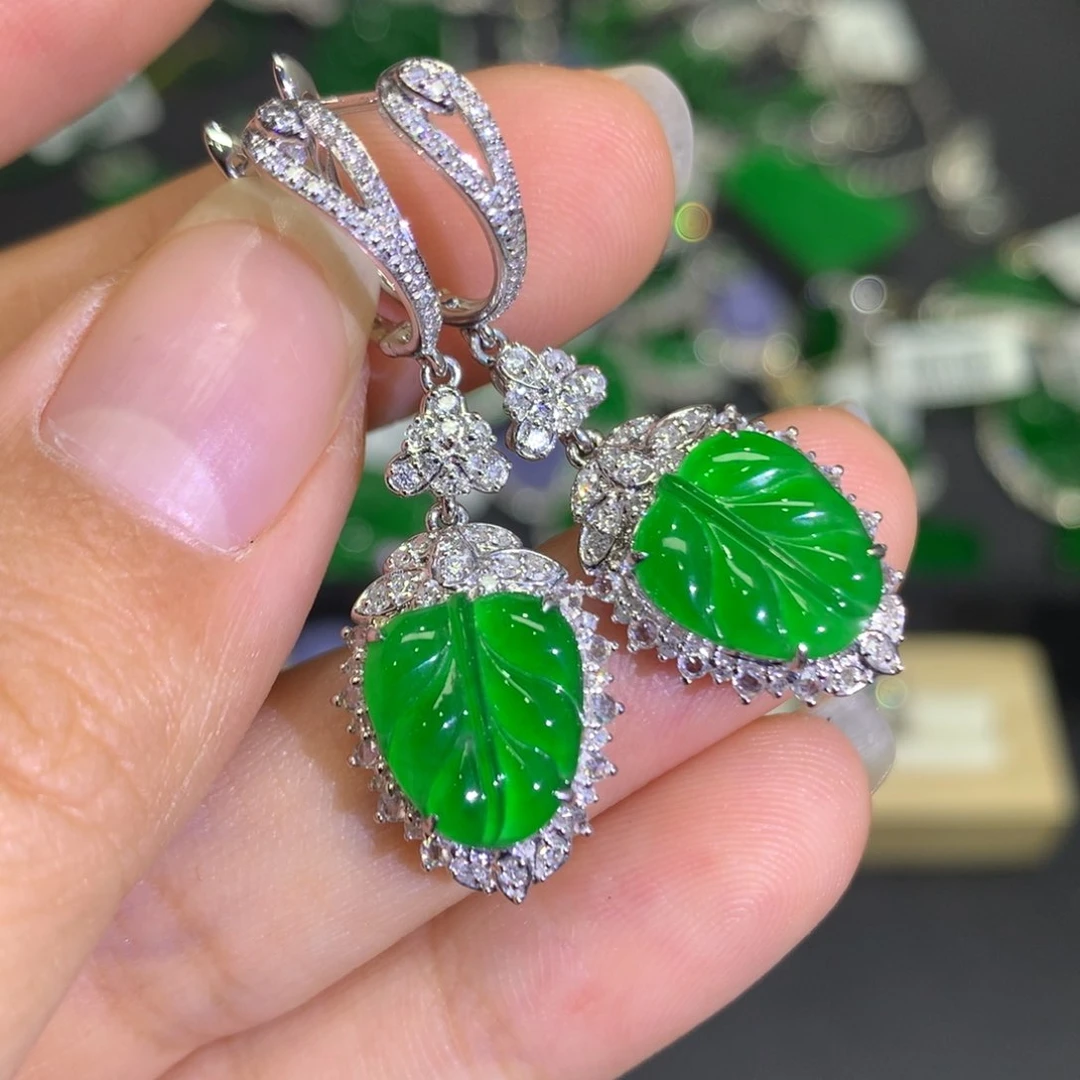 翡翠耳饰18K金镶嵌8、