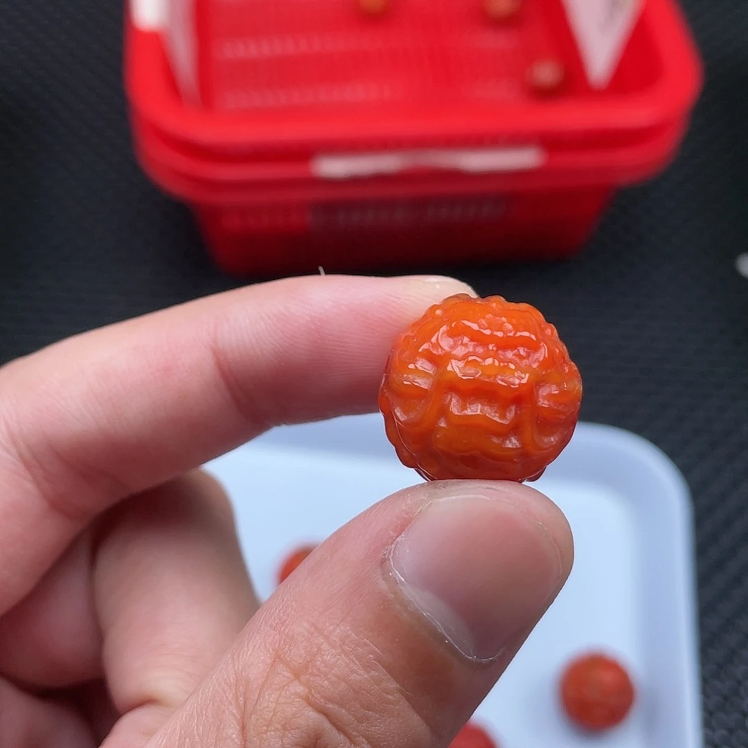 南红玛瑙13号 19mm柿子红龙头一颗未镶嵌