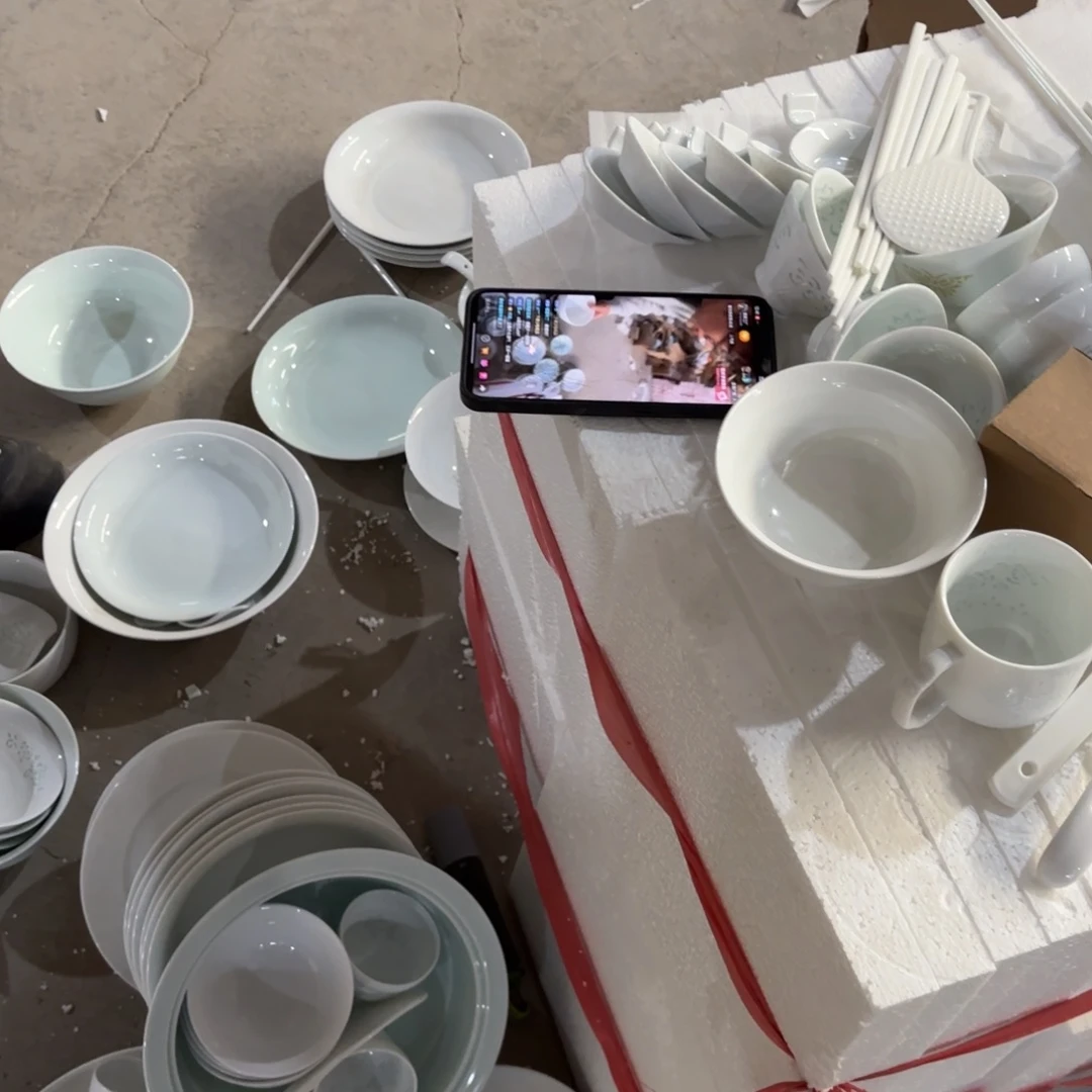 陶瓷4.75英寸高白泥玲珑牡丹米饭碗（源头工厂）6只