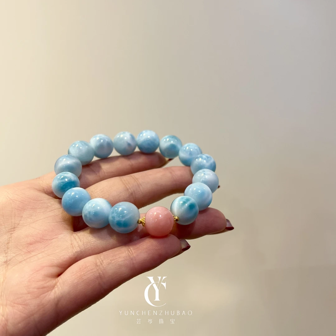 “蓝色大海”海纹石18k金手串11.6mm00427