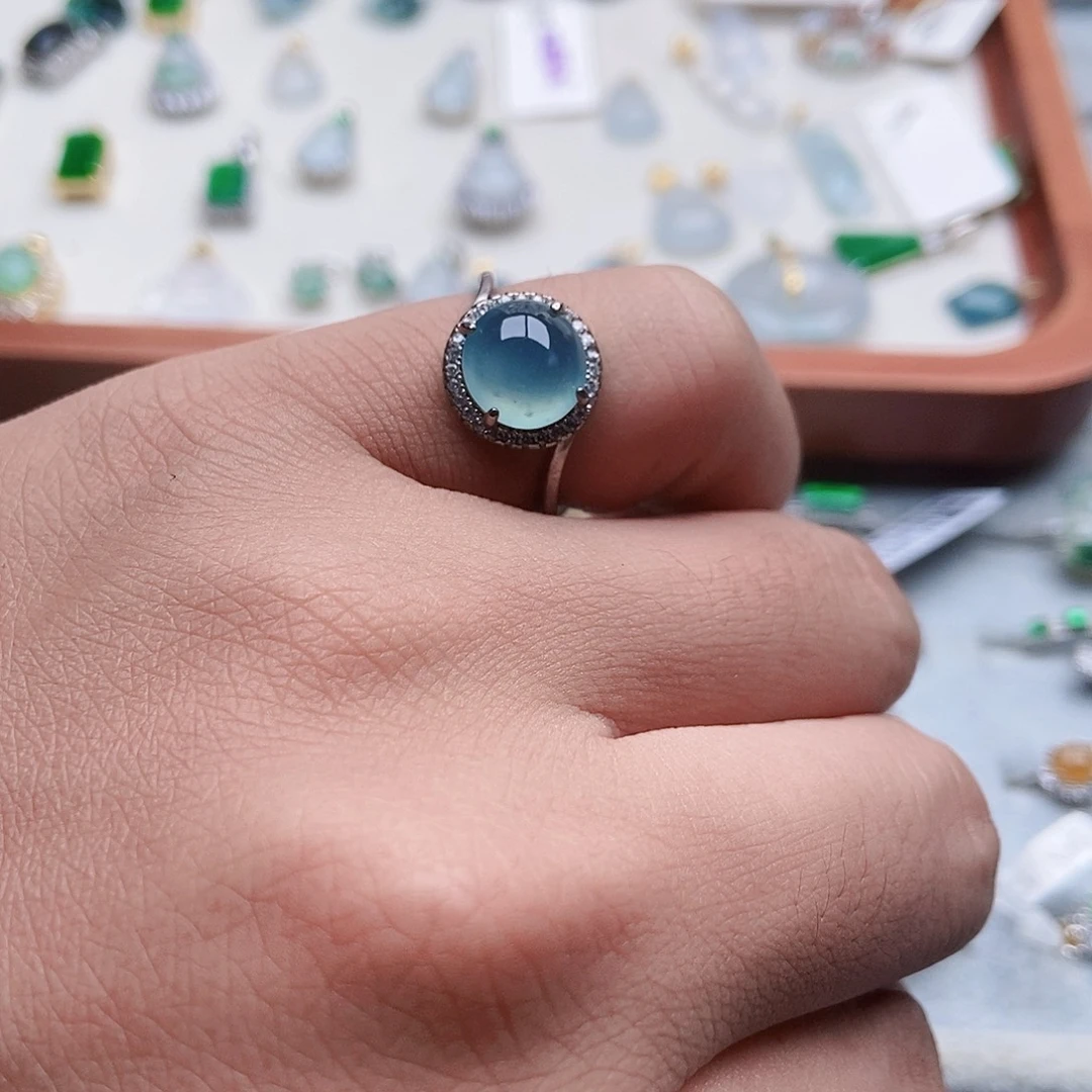 翡翠银S925镶嵌戒指