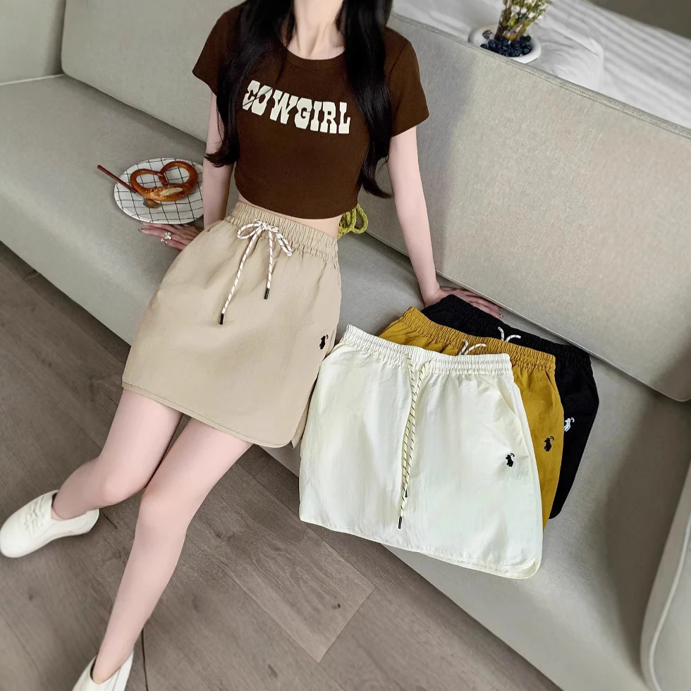 2025夏季工装短裙休闲裙裤短款高腰宽松显瘦速干a字裙休闲风