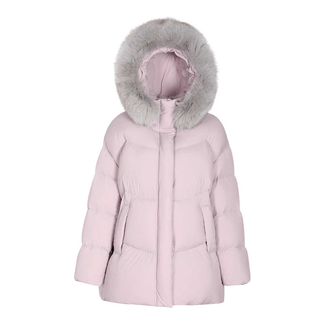 狐狸毛领90白鸭绒冬季新款韩版宽松连帽加厚保暖羽绒服