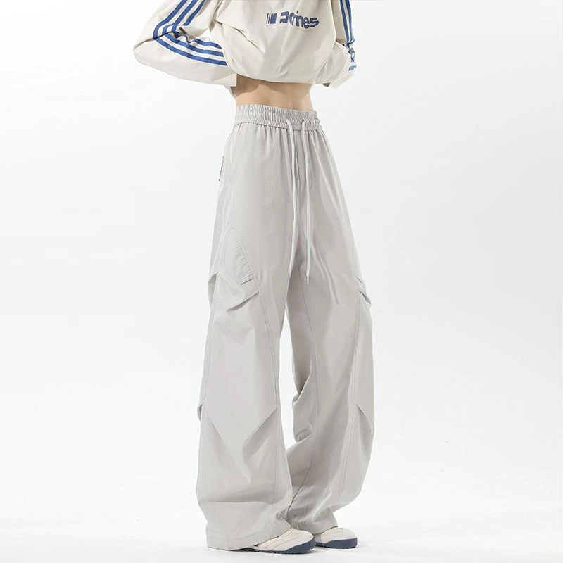 春夏新款美式高街弯刀裤时尚宽松长裤潮流休闲裤百搭直筒裤子男款