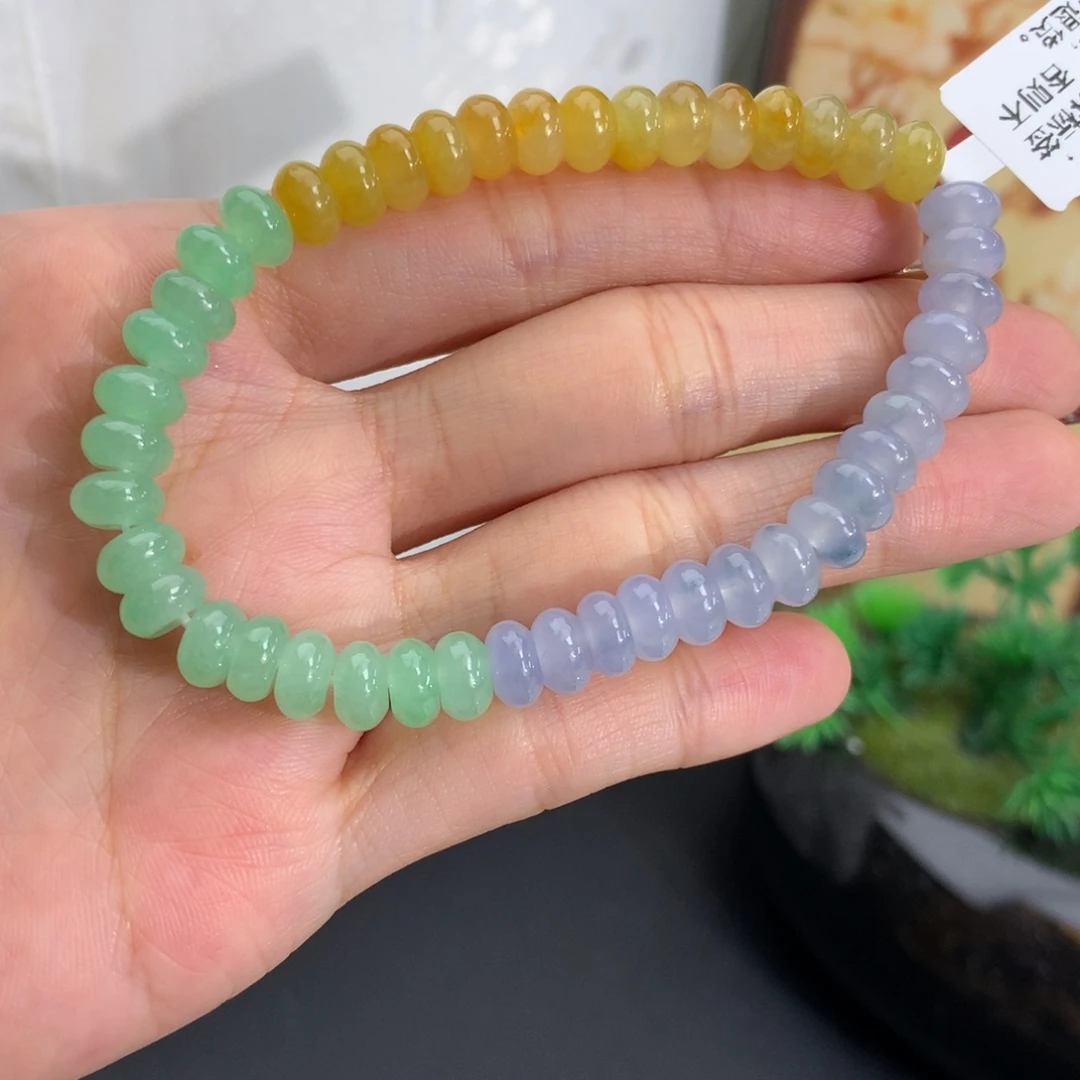 翡翠未镶嵌手串卡7冰胶多宝算盘手串