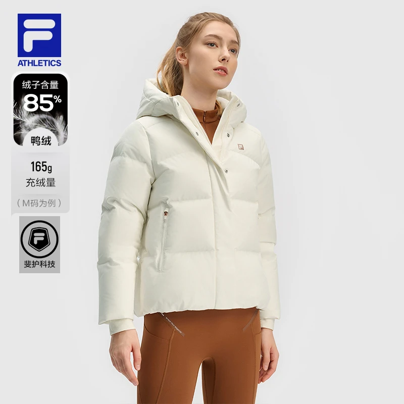 Fila/斐乐女子【冬季福利】加厚保暖连帽短款运动羽绒服A11W441905F
