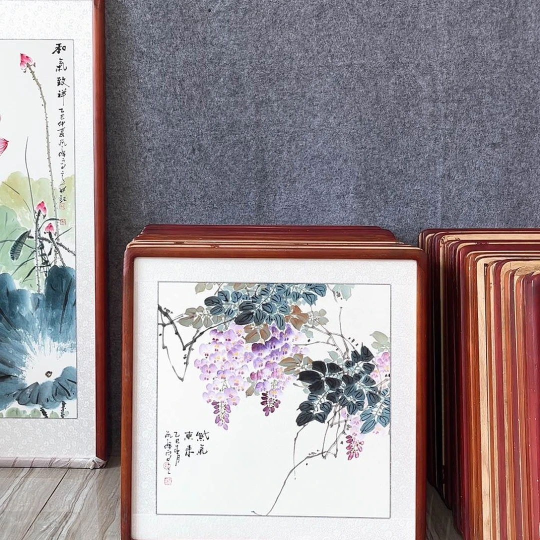 国画书画作品带框63×63