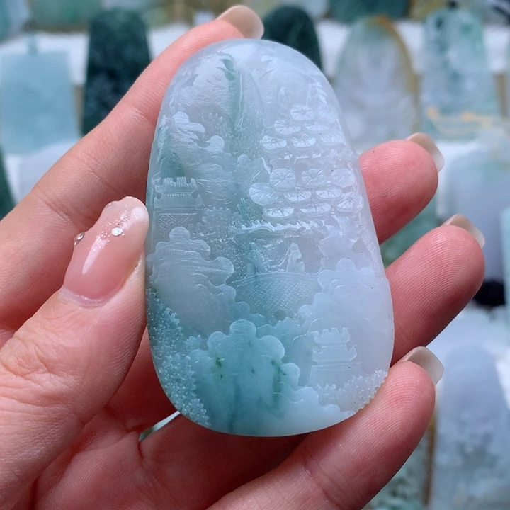 定制翡翠未镶嵌山水