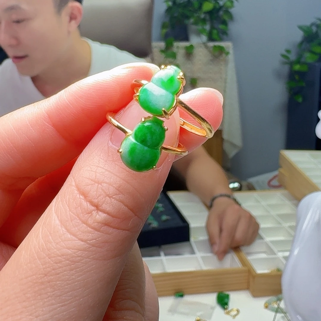 翡翠银S925镶嵌戒指多样性发货其一