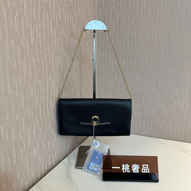 95新 FERRAGAMO/菲拉格慕 一桃/菲拉格慕 黑色单肩晚宴包