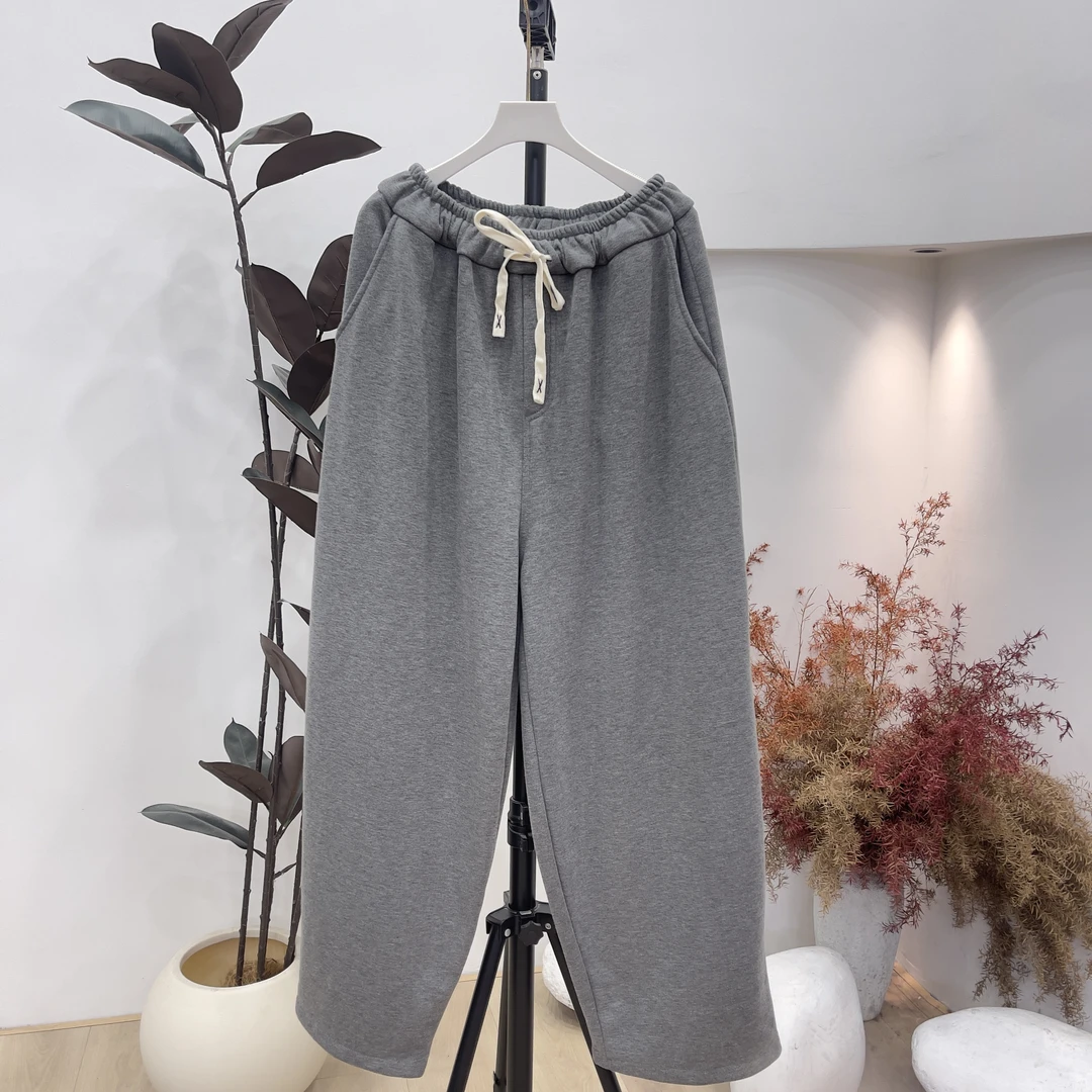 1116欧货冬季爆款加绒加厚大版卫裤女