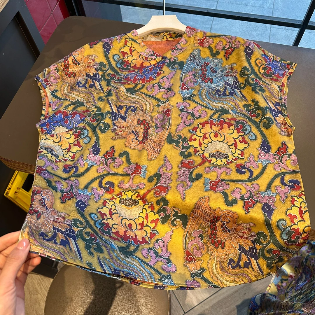 【金凤 飞飞袖】气质时尚显瘦立领显瘦短款飞飞袖无袖斜襟上衣