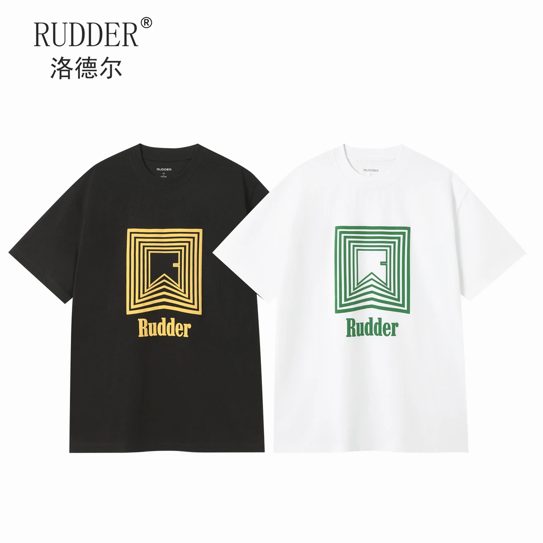 Rudder/洛德尔230g凉感美式复古防皮印迷宫印花短袖T恤潮流百搭