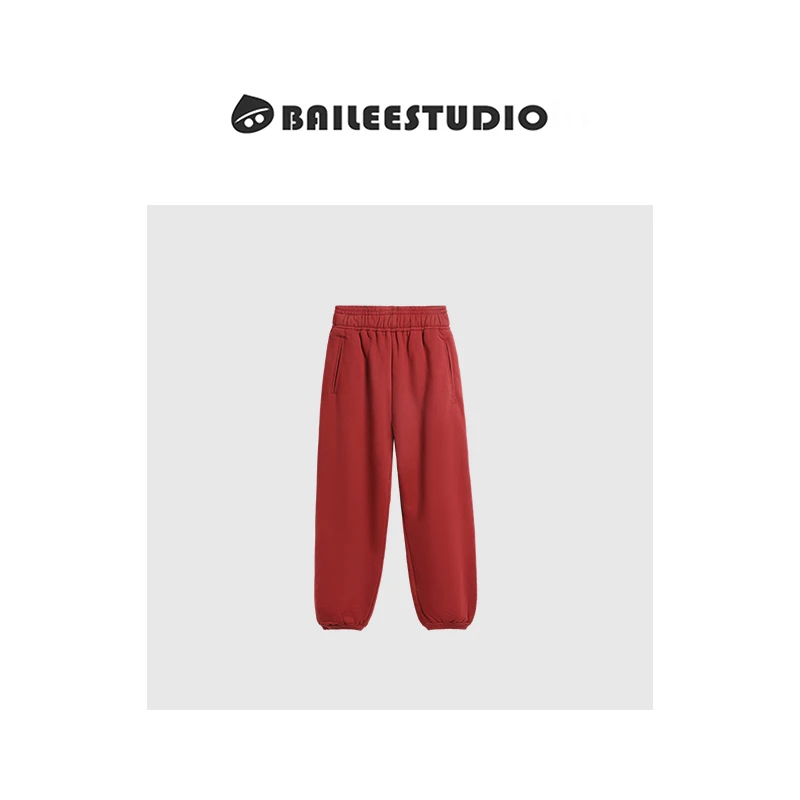 【柏栗良品】韩范简约松紧腰轻运动风休闲百搭卫裤女0936