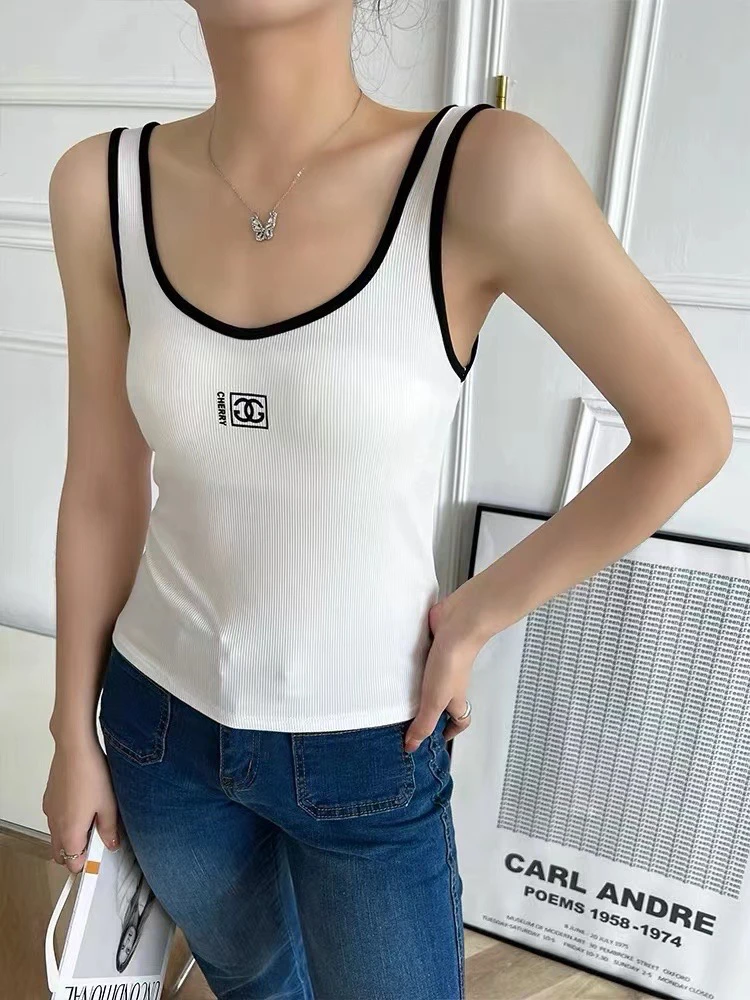 春夏宽肩深V领时尚舒适性感女士背心22983