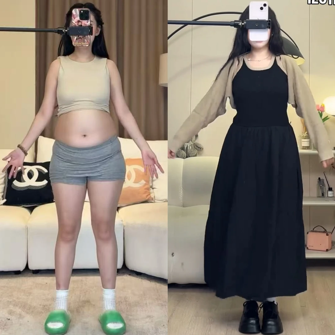 2025秋季女新款设计感百搭针织开衫上衣搭中长款拼接连衣裙两件套