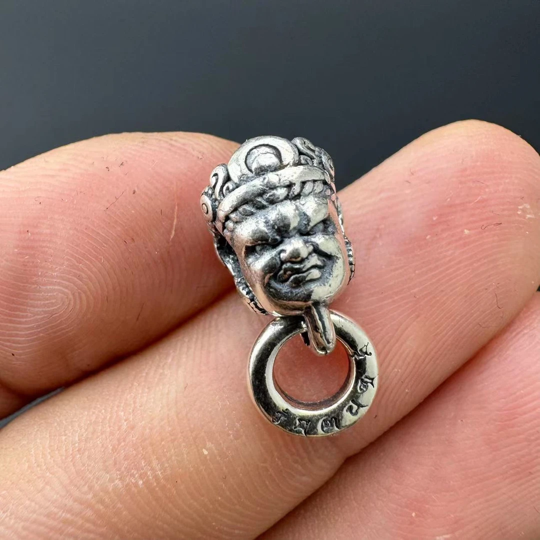 Y0318-2【大黑天】银侧挂文玩配件