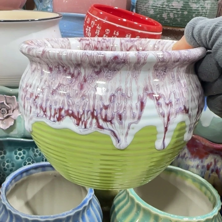 凑9块包邮，有孔陶瓷花盆