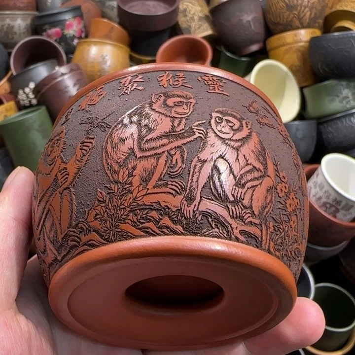 茶杯绿泥全手工紫砂