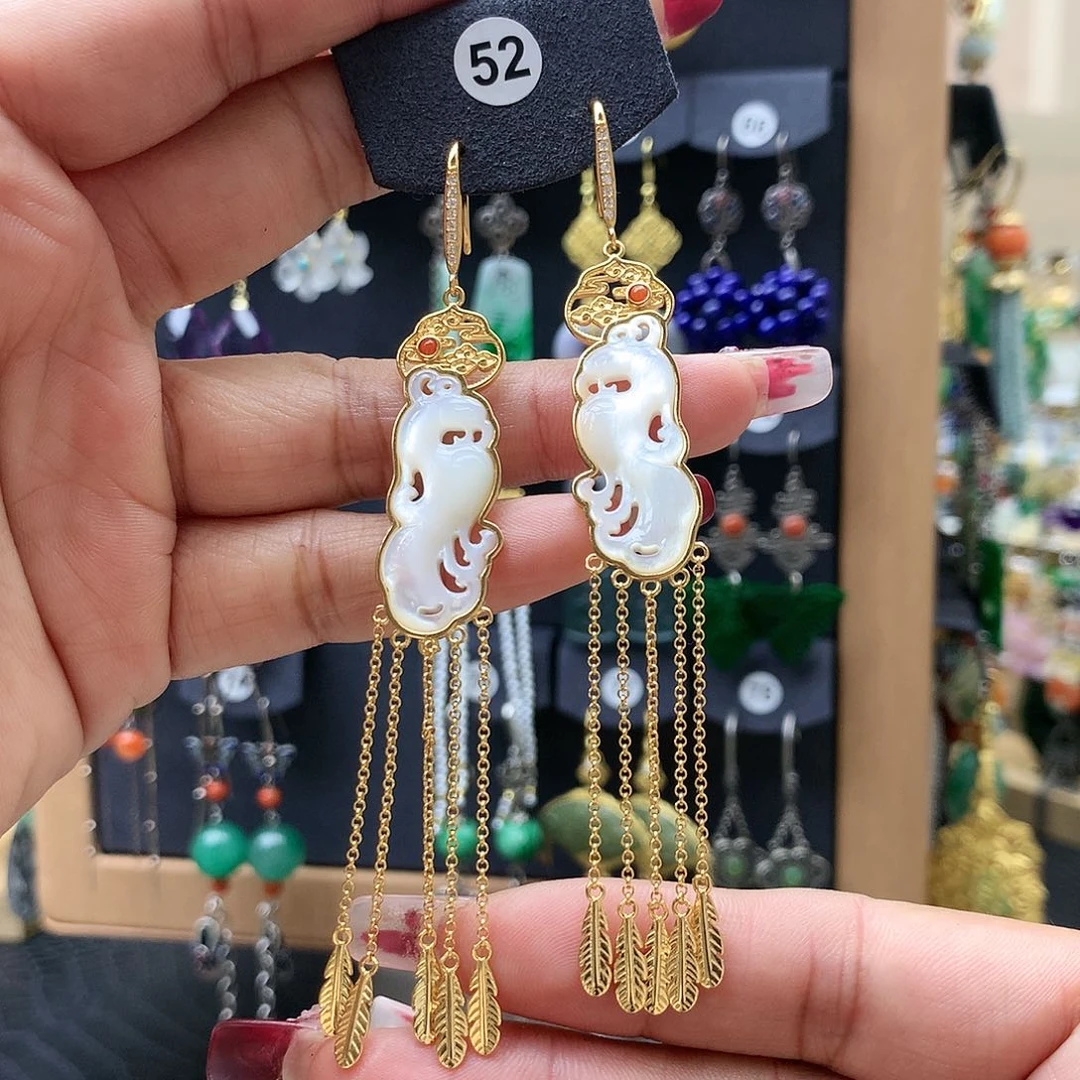 【闪购商品】贝壳（贝母）耳坠银S925镶嵌蛋*耳坠