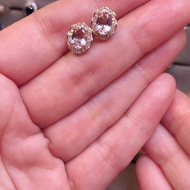 绿柱石（摩根石）耳饰银S925镶嵌神****杀