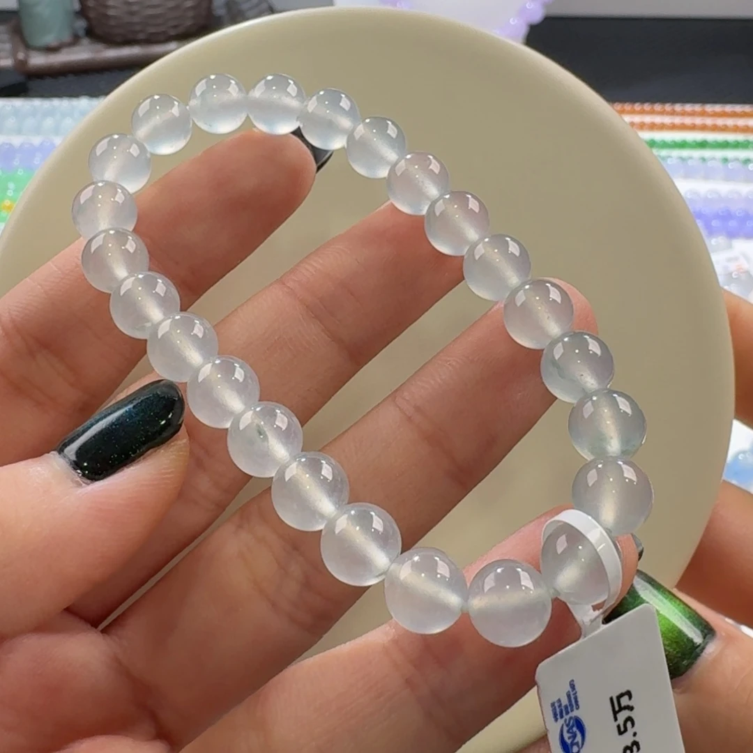 翡翠手链未镶嵌高冰玻飘花手串卡7.7 强推！