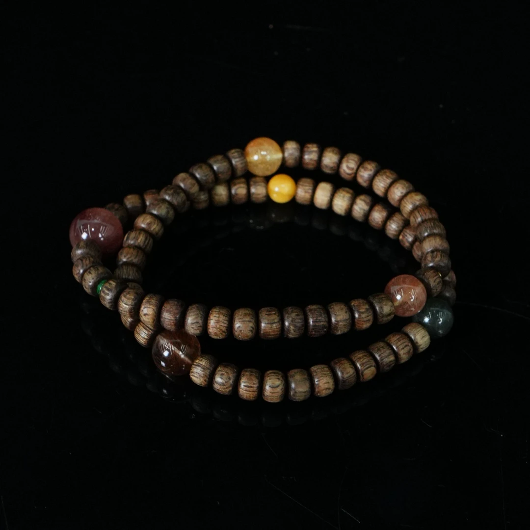 A6360 加里曼丹沉香大粗丝diy算盘珠手串  18k0.5x0.4cm 9.56g