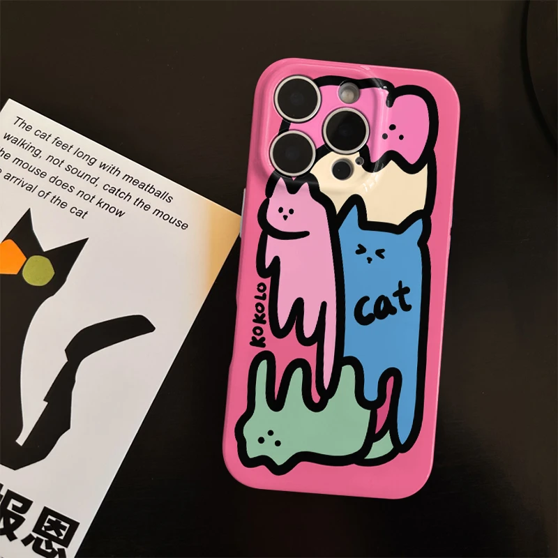 撞色猫咪菲林软壳适用苹果17promax手机壳16华为vivo小米oppo荣耀