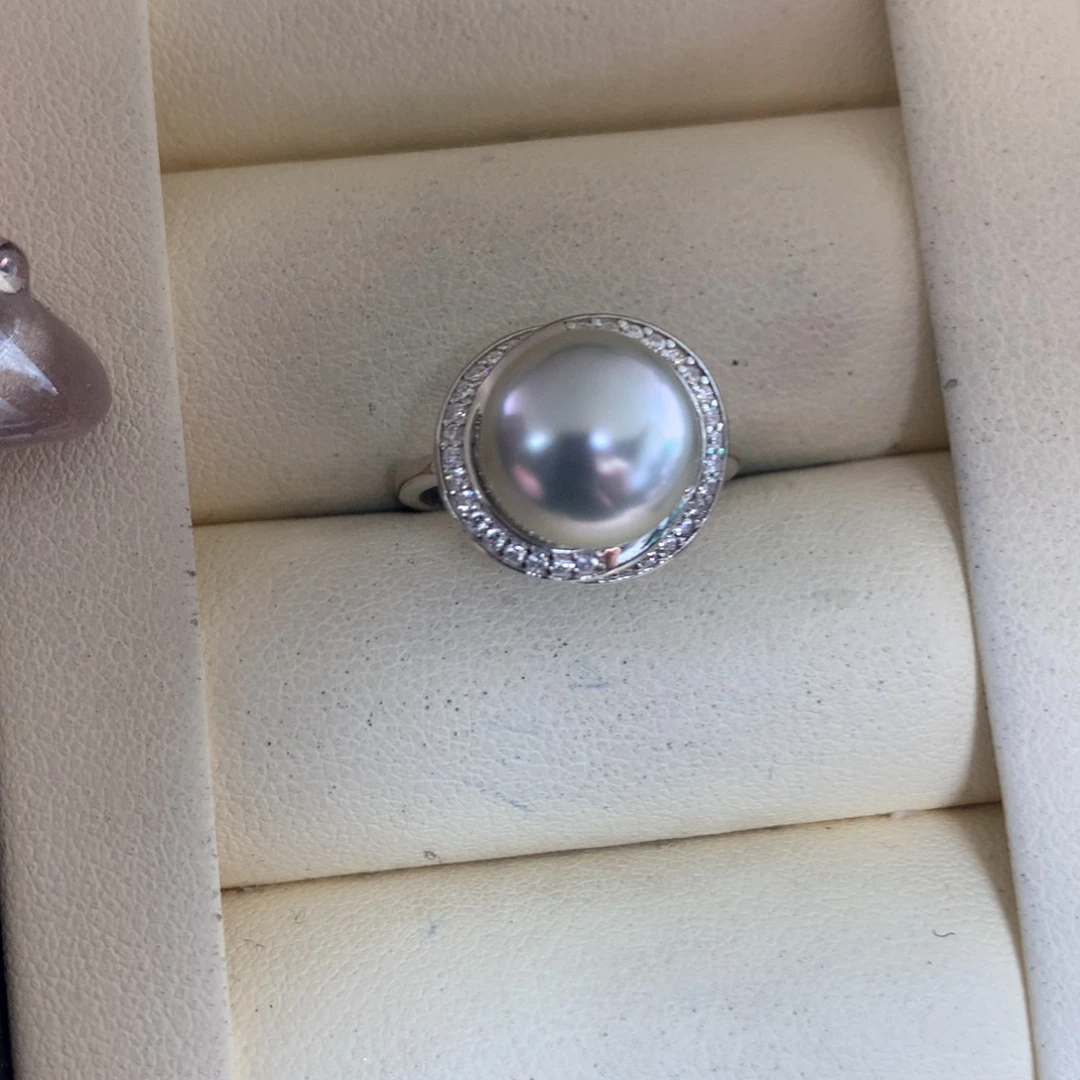 海水珍珠戒指银S925镶嵌