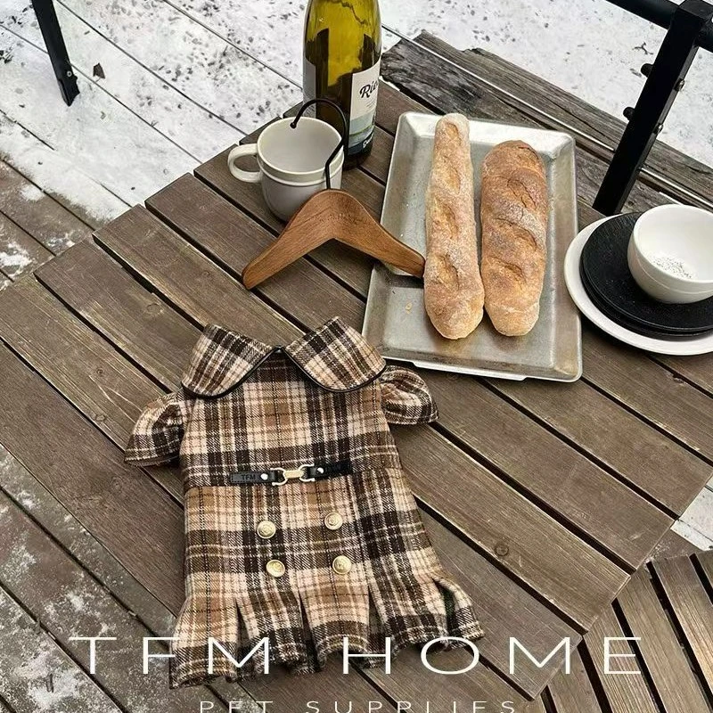 tfm经典款格子大衣宠物衣服定制