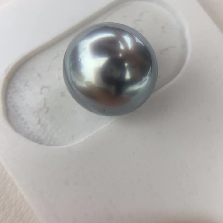 未镶嵌裸珠海水珍珠12.3mm正圆大溪地铂金灰镜面光