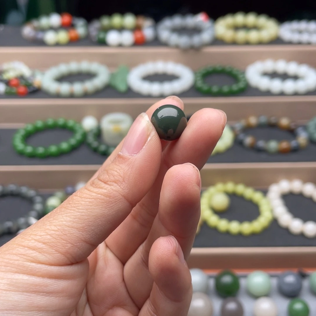 和田玉单珠12未镶嵌喜****人