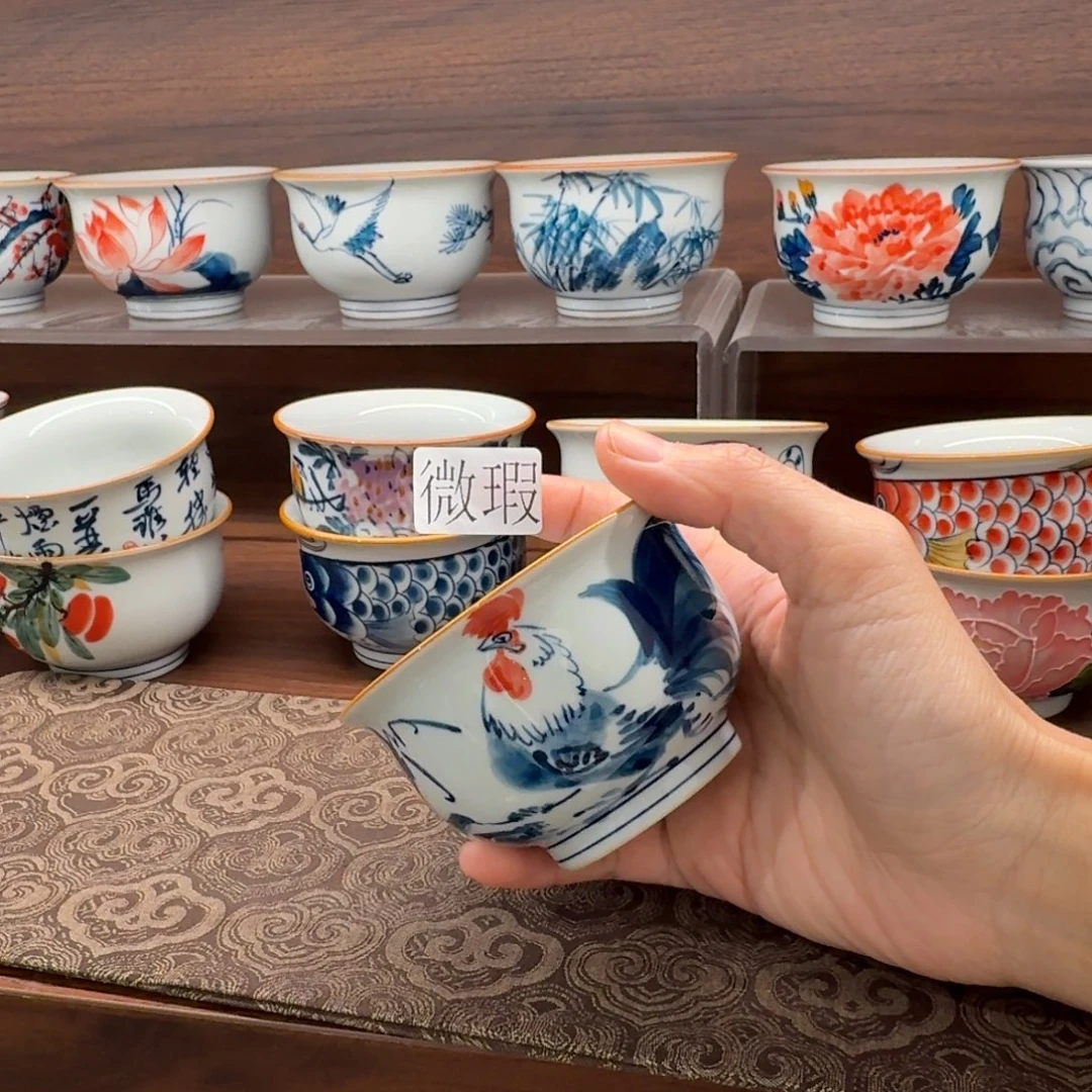 釉下手绘茶具微瑕