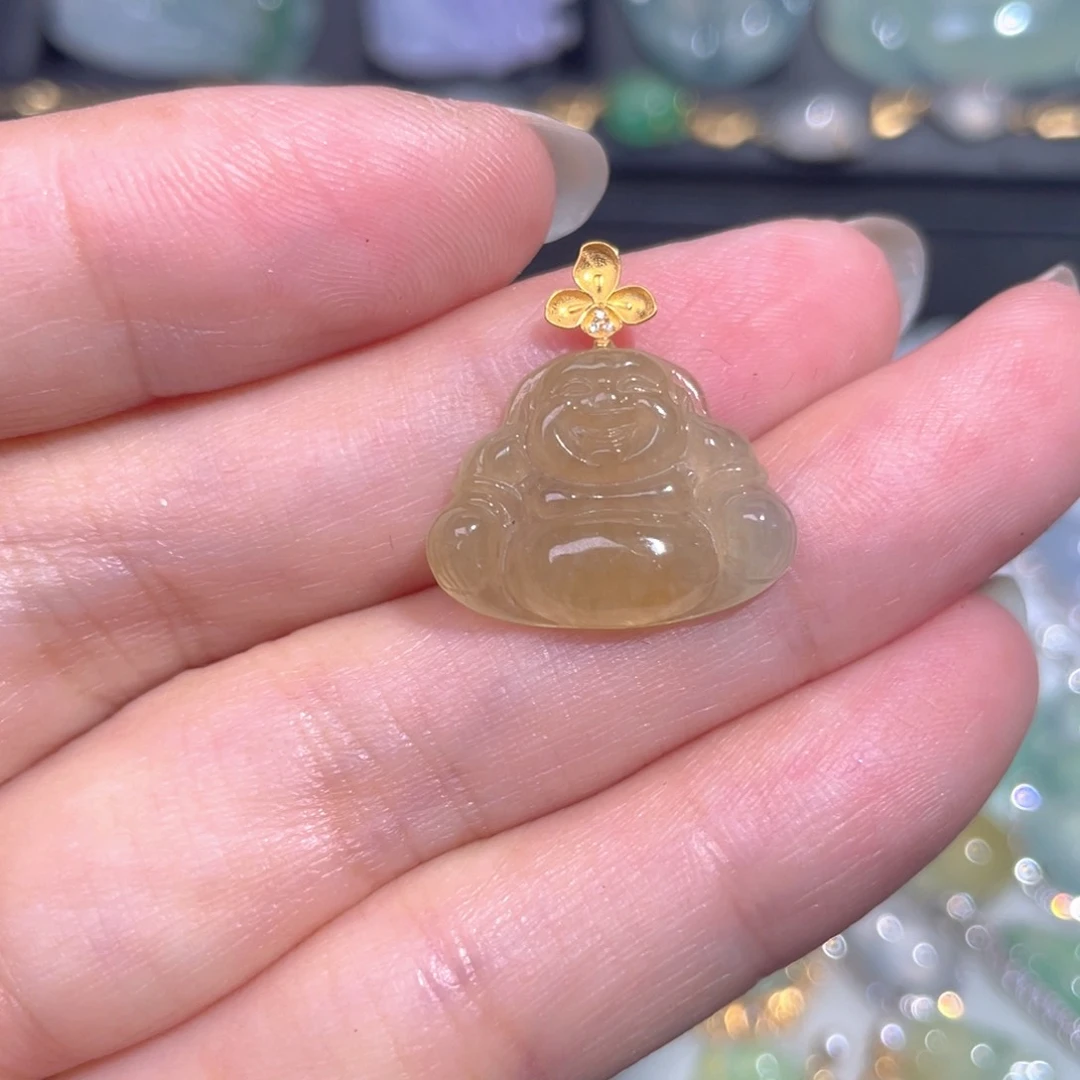 颈饰18K金镶嵌翡翠翡翠