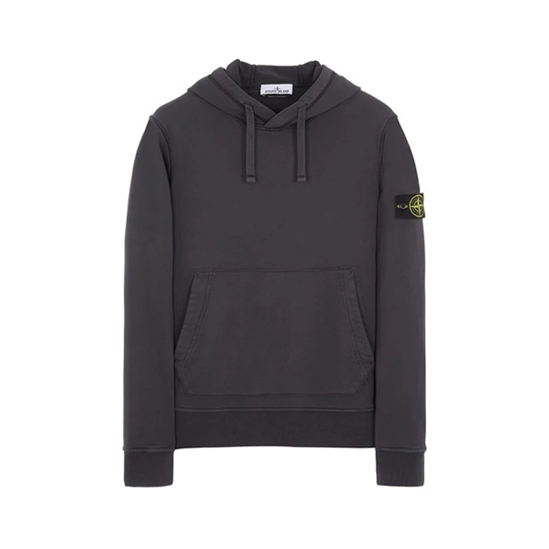 STONE ISLAND石头岛 Logo贴花抽绳连帽套头长袖卫衣深灰