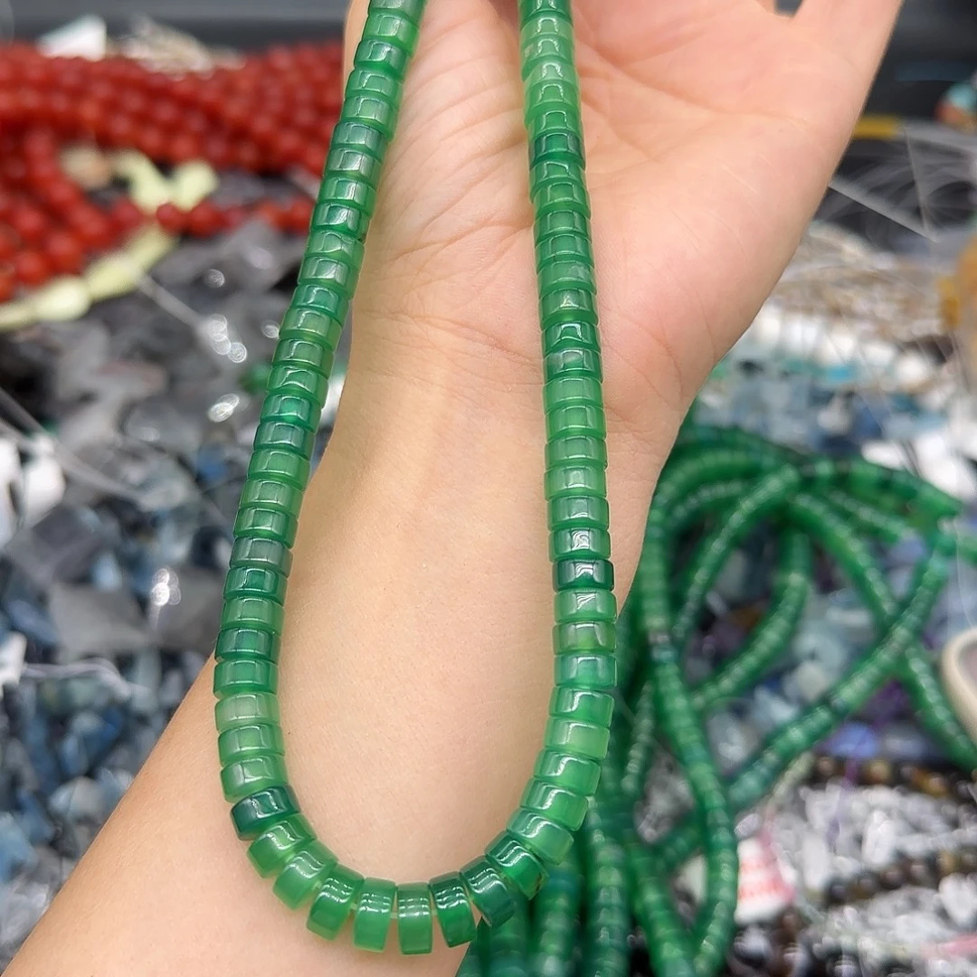 玛瑙/玉髓合金珠宝半成品绿玛瑙8mm一条