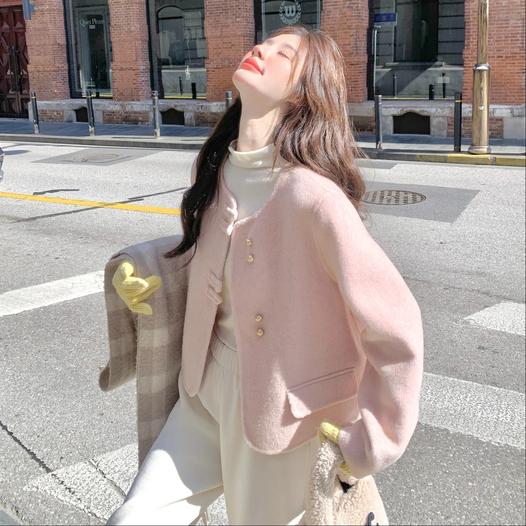 2025秋羊绒大衣女双面呢秋冬外套女新款时尚洋气百搭女装毛呢外套