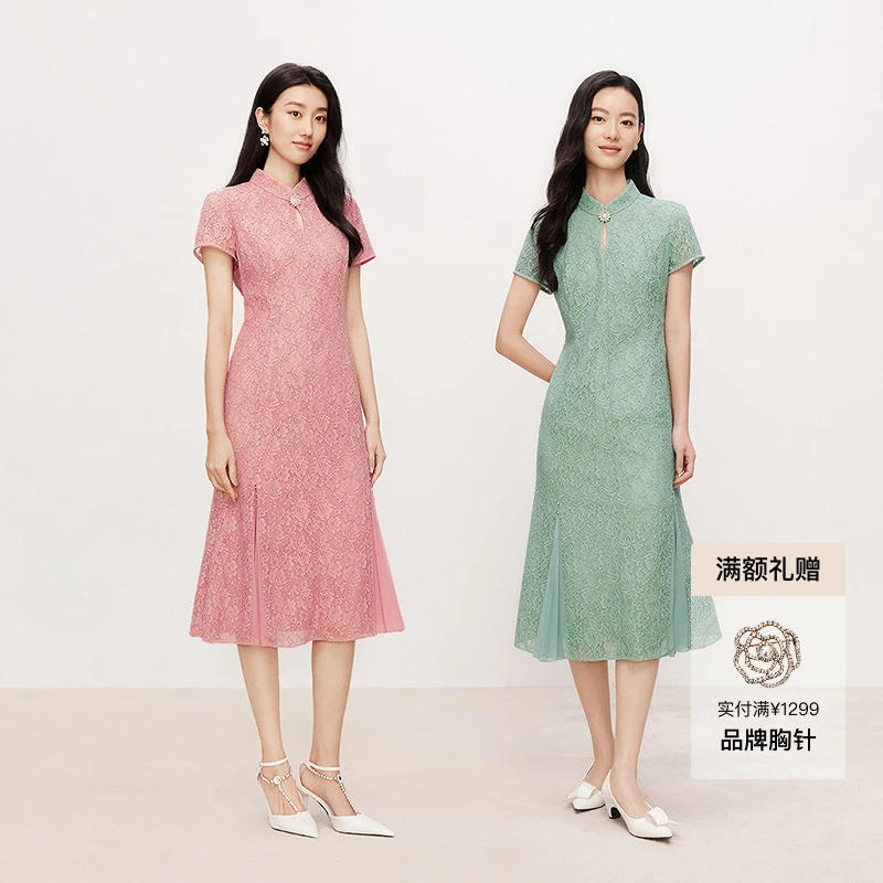 【国风刺绣】25秋新品珂莱蒂尔商场同款气质时尚秋季端庄喜宴连衣裙