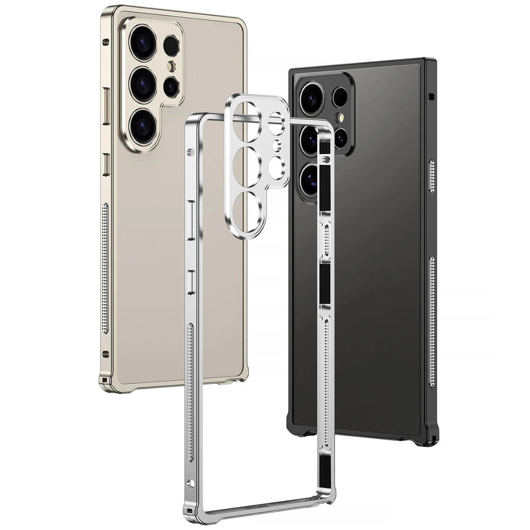 适用三星S25Ultra金属边框散热壳裸机手感海马卡扣简约保护套24
